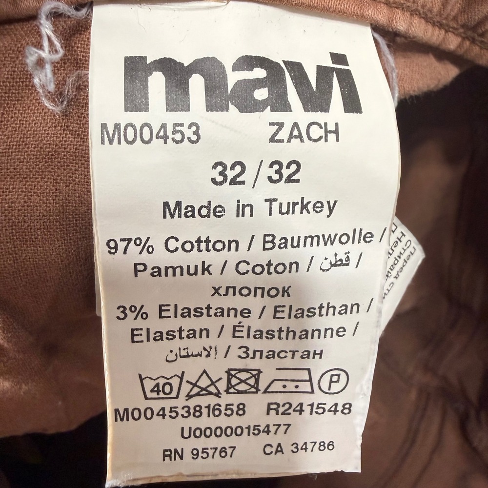 Mavi Zach Straight Leg Pants Mens 32x32 Rust Cotton Stretch Casual Chino Denim - Picture 3 of 9
